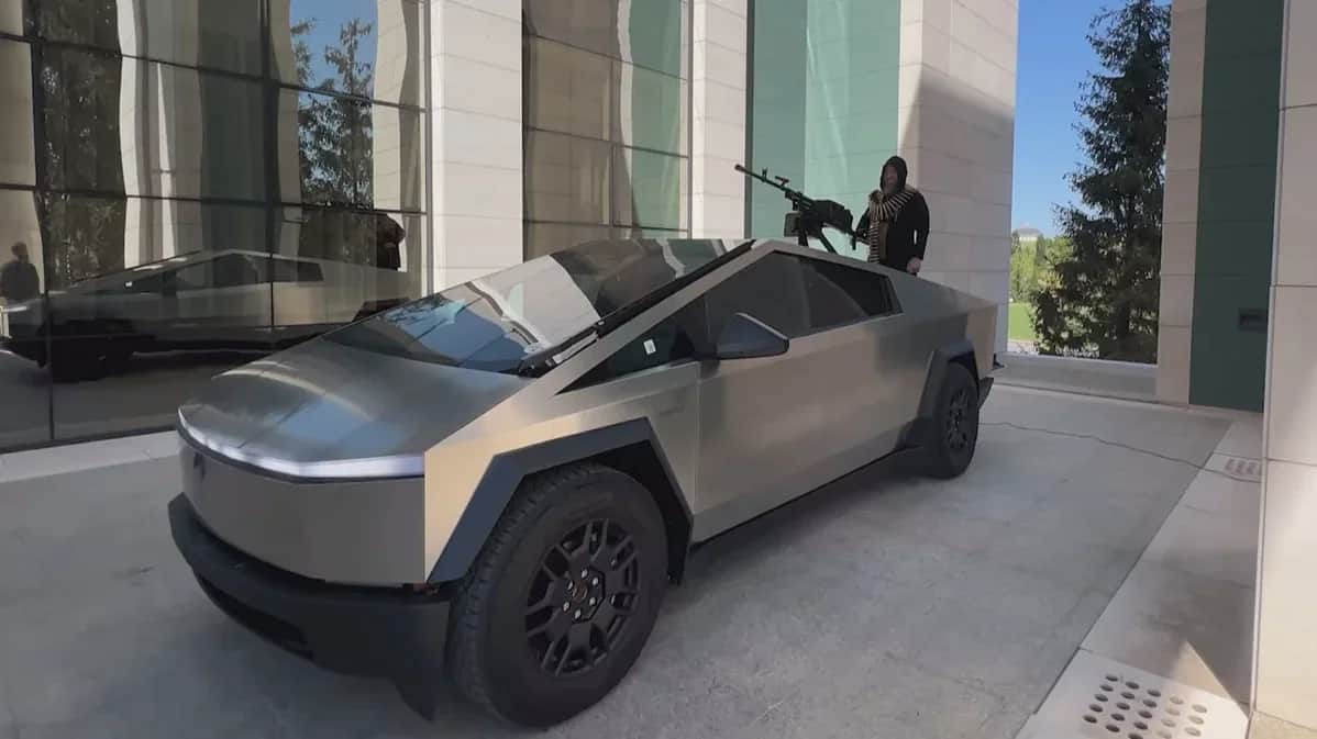 Ramzan Kadyrov on the Tesla Cybertruck in Grozny, Chechnya. Photo: Telegram
