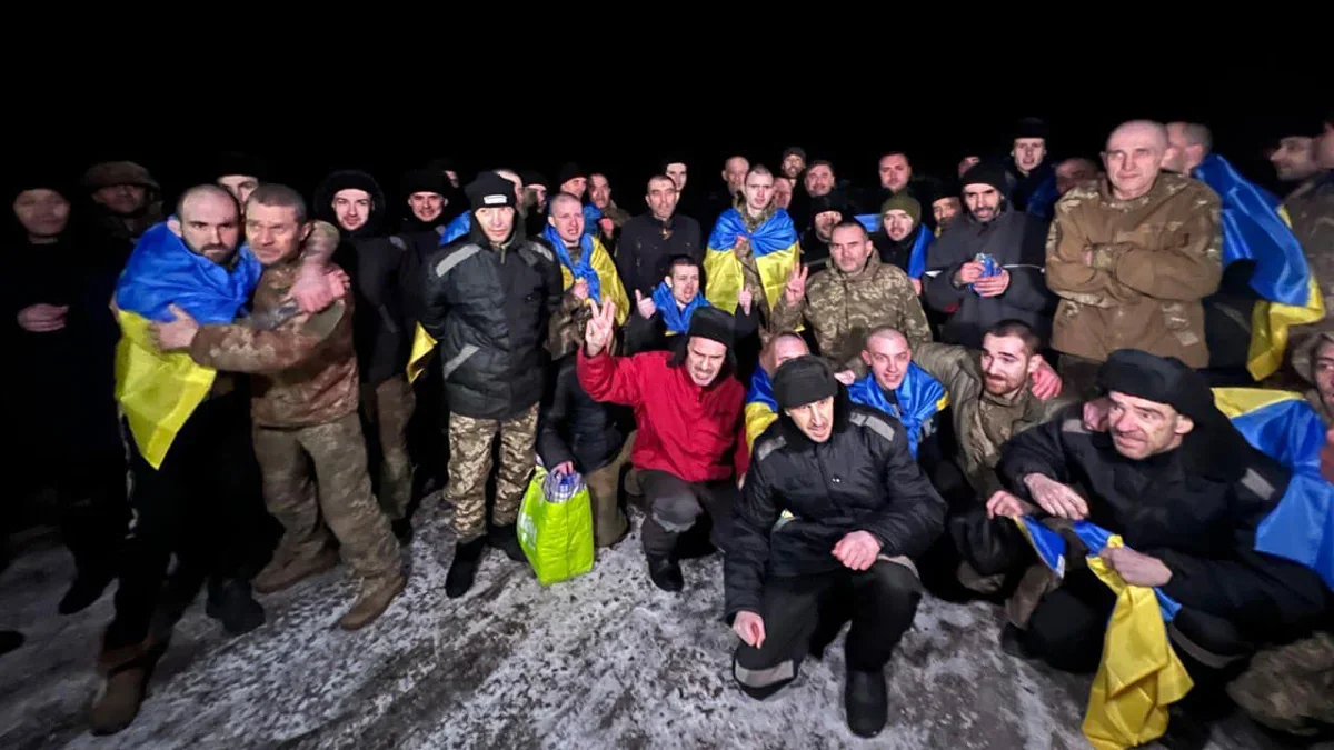 Ukrainian POWs released in the prisoner swap with Russia on 3 January that Kulko was freed in. Photo: Dmytro Lubinets / Facebook