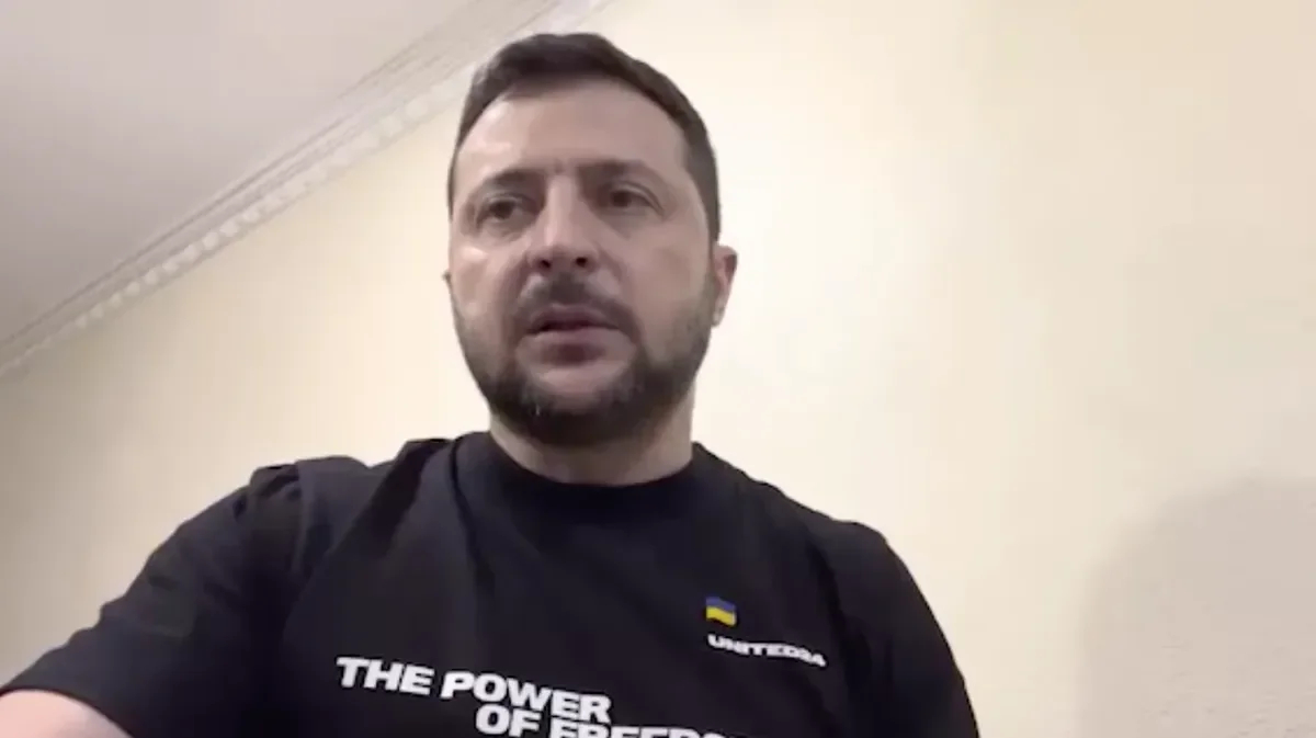 Screenshot of Zelensky's address