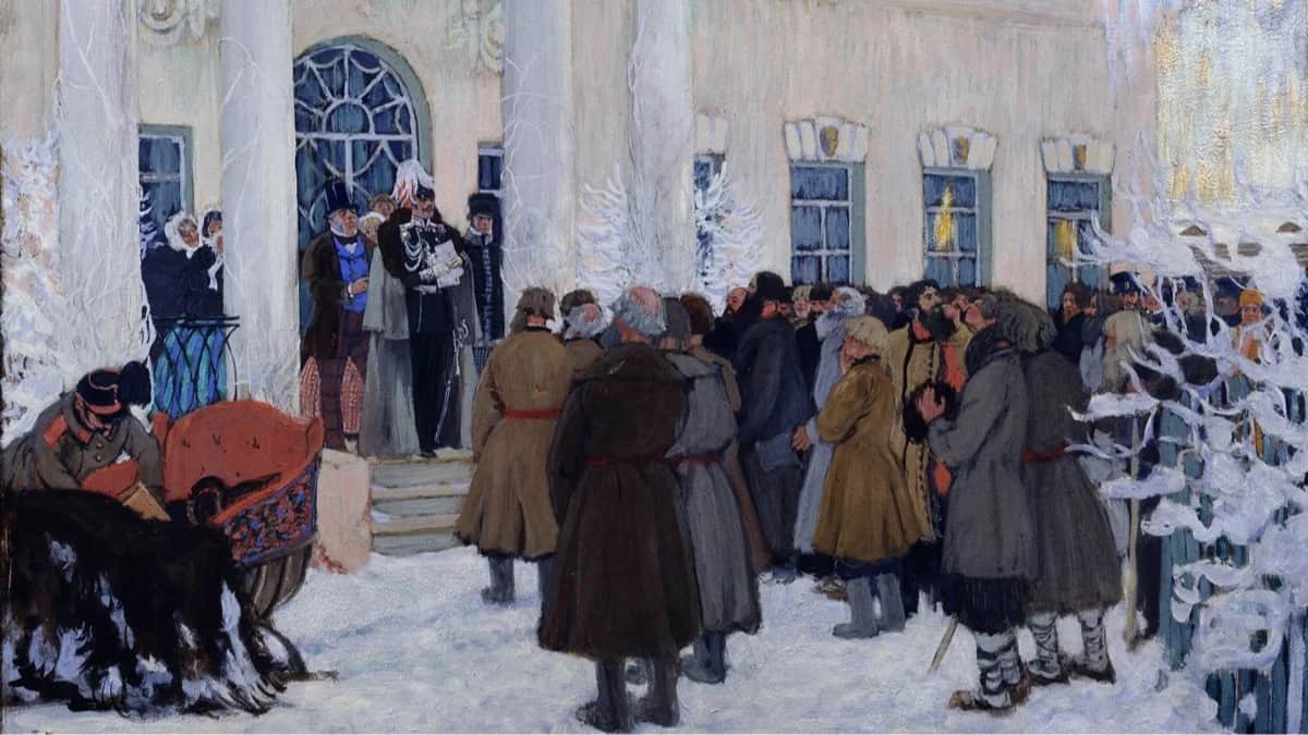Картина Бориса Кустодиева «Освобождение крестьян (Чтение манифеста)», 1907 год. Источник: Alamy / Vida Press