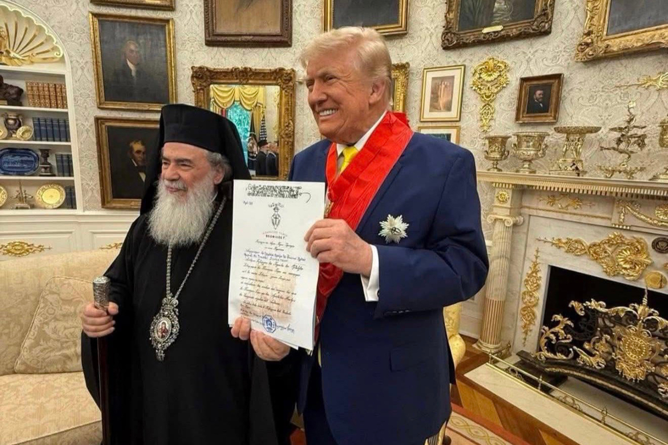 Патриарх Иерусалимский Феофил III и Дональд Трамп. Фото: иерусалимская патриархия / jerusalem-patriarchate.info