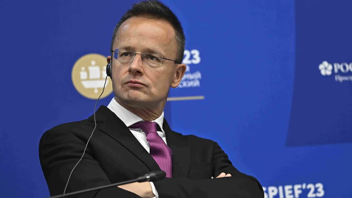 Hungarian Minister of Foreign Affairs and Trade, Peter Szijjarto attends the St. Petersburg International Economic Forum (SPIEF). Photo: Sefa Karacan / Anadolu Agency / Getty Images