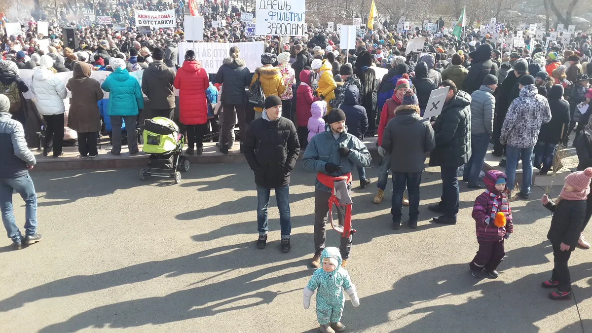 На одном из экологических митингов в Красноярске.