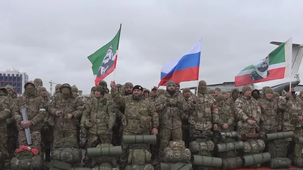 Volunteers from Grozny ready to be shipped out to Ukraine, March 2024. Photo: Ramzan Kadyrov / Telegram