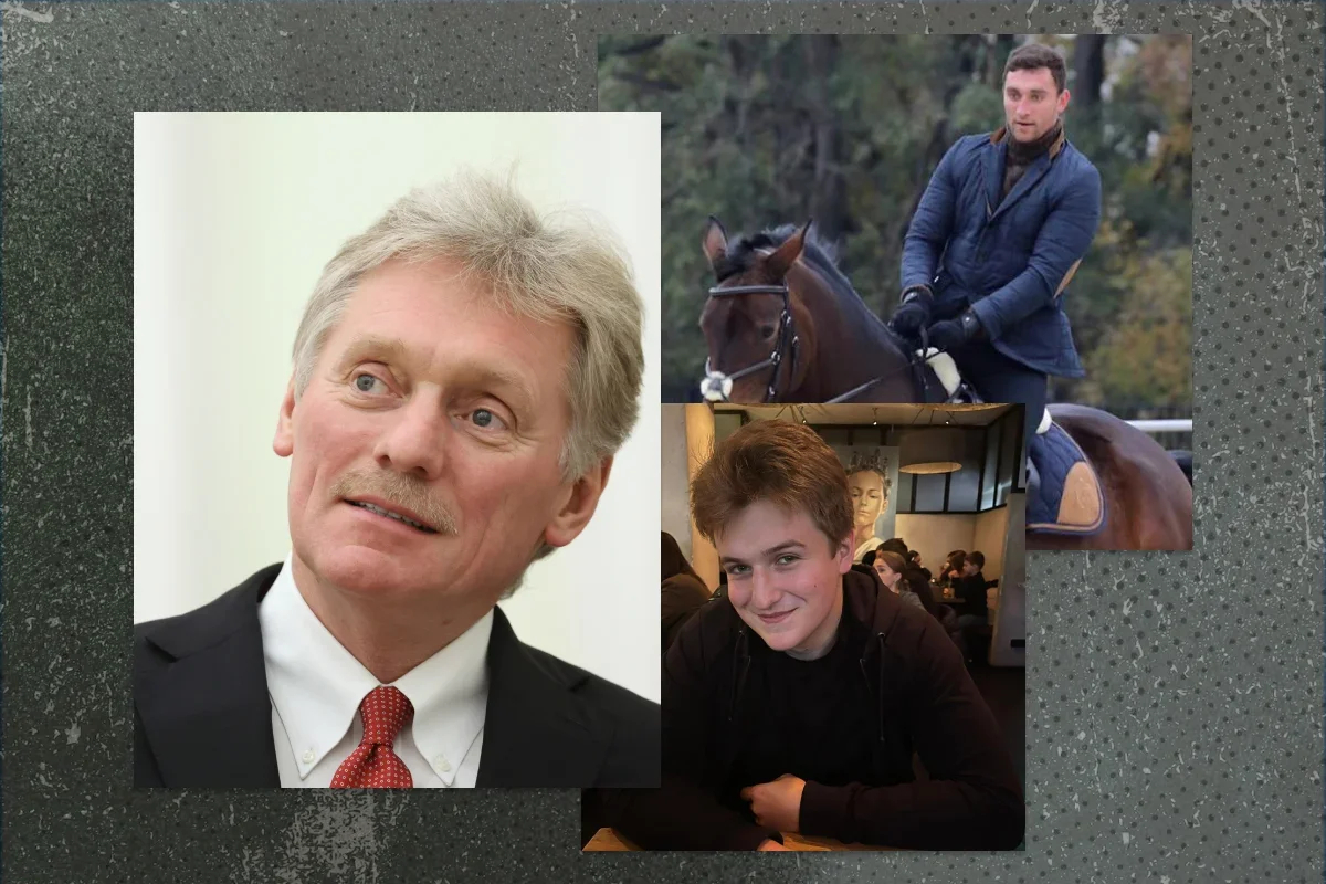 Dmitry Peskov and his sons Nikolay (top) and Mika (bottom). Photo: Sergey Bobylyov / Sputnik / Kremlin / EPA-EFE; Facebook ; Instagram