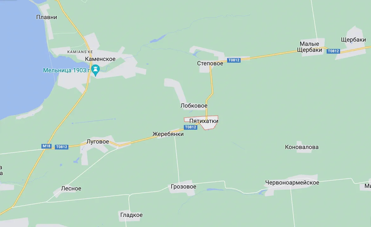 Фото: село Пятихатки на карте Запорожской области