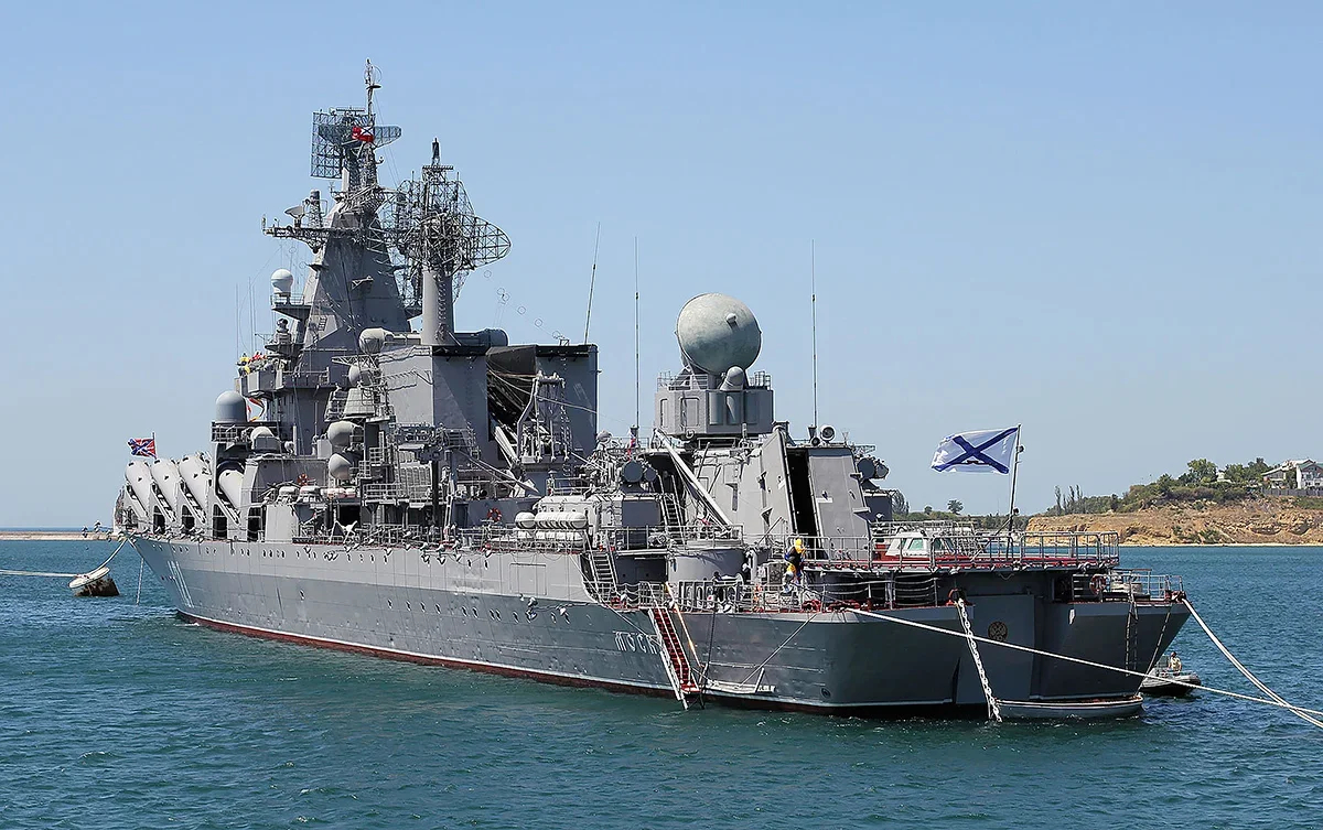 The cruiser Moskva in Sevastopol Bay, 2012, 10 years before it was sunk by Ukrainian forces soon after Russia’s full-scale invasion. Photo: Georgy Chernilevsky, public domain / wikimedia.org