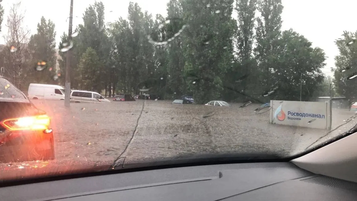 Последствия ливня в Воронеже. Фото: телеграм-канал «Типичный Воронеж»