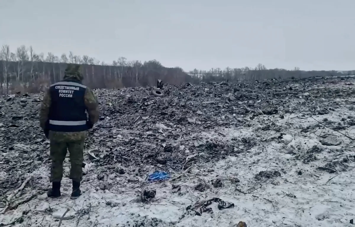 Footage from the crash site provided by the Russian Investigative Committee on Thursday.