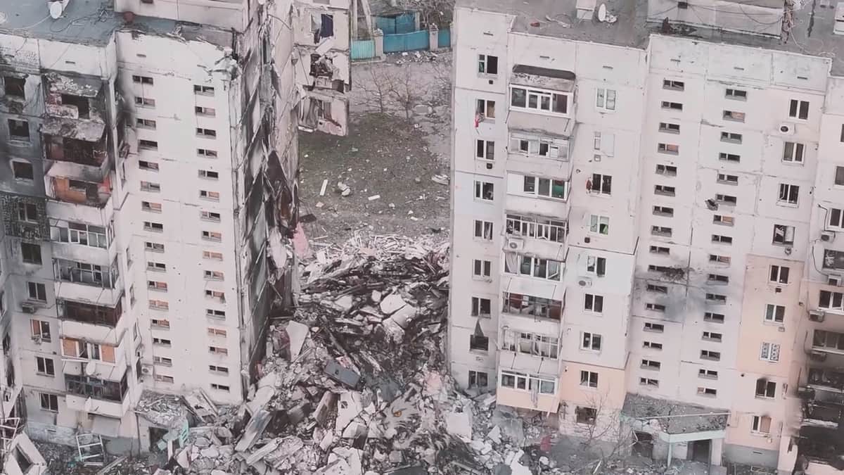 Разрушения в Олешках. Скриншот из видео 34-й отдельной бригады морской пехоты ВСУ / Facebook