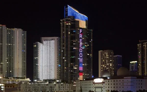 Magomedrasul Gadzhiev’s US company is registered in one of the apartments in this high-rise in the centre of Miami. Photo: Royal Palm Companies