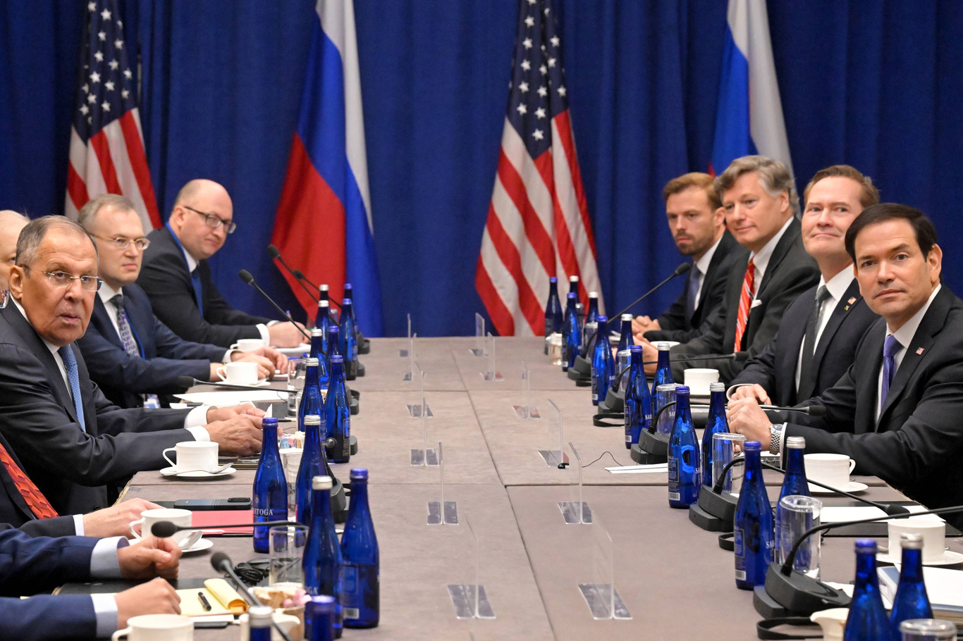 Министр иностранных дел РФ Сергей Лавров и госсекретарь США Марко Рубио во время встречи на сессии Генеральной Ассамблеи ООН. Нью-Йорк, США. 23 сентября 2026 года. Фото: Сергей Гунеев / Спутник / Imago Images / Scanpix / LETA