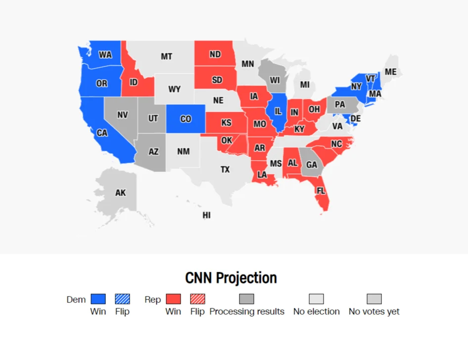 Места в Сенате. Скриншот: CNN