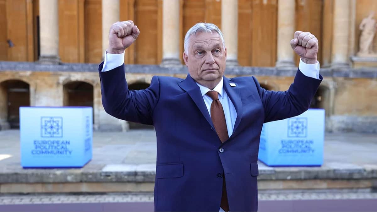Премьер-министр Венгрии Виктор Орбан на заседании Европейского политического сообщества (ЕПС) в Бленхеймский дворец в Вудстоке, Оксфордшир, Великобритания, 18 июля 2024 года. Фото: Neil Hall / EPA