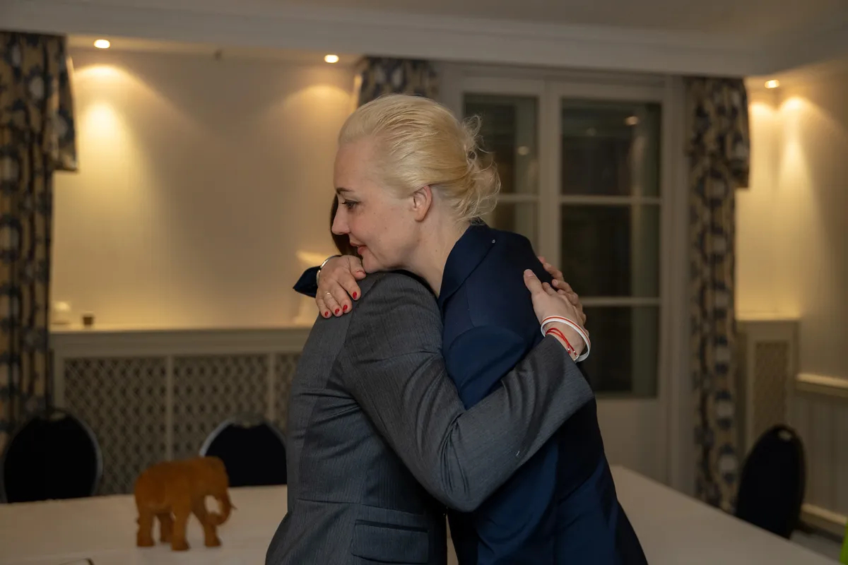 Tsikhanouskaya meeting Navalnaya in Munich on Friday. Photo: Sviatlana Tsikhanouskaya on X