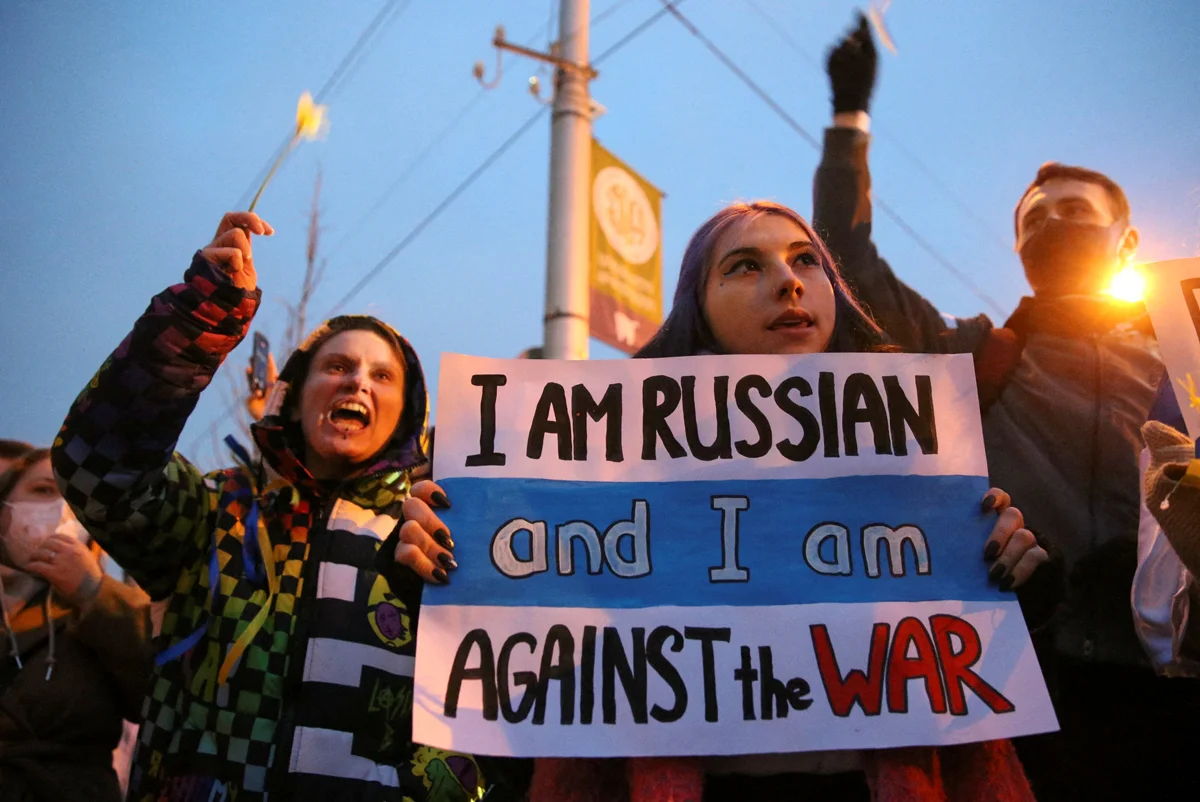 Антивоенный митинг в Тбилиси, Грузия, 24 марта 2022 года. Фото: Irakli Gedenidze / Reuters / Scanpix / LETA