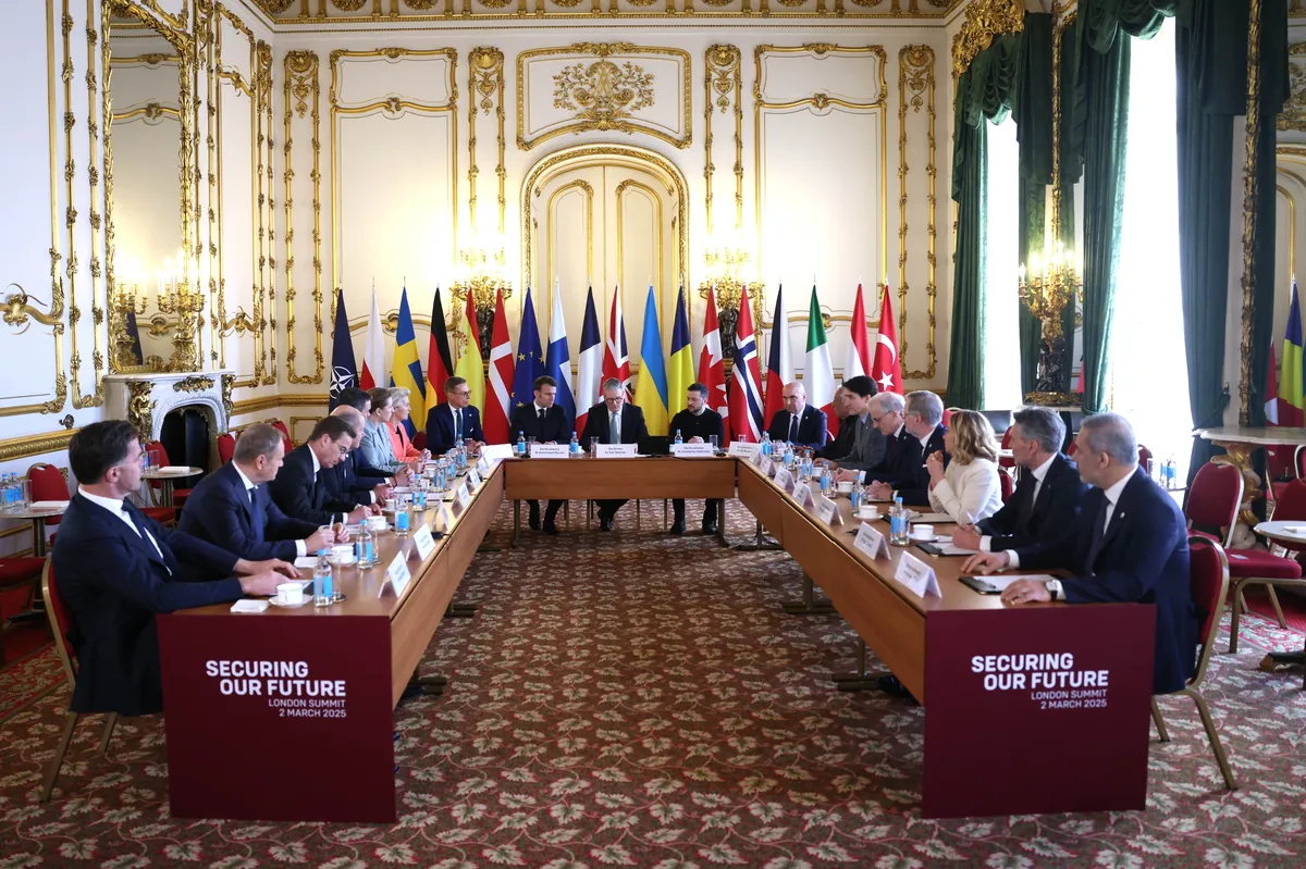 European leaders at Lancaster House in London, 2 March 2025. Photo: EPA-EFE / NEIL HALL / POOL