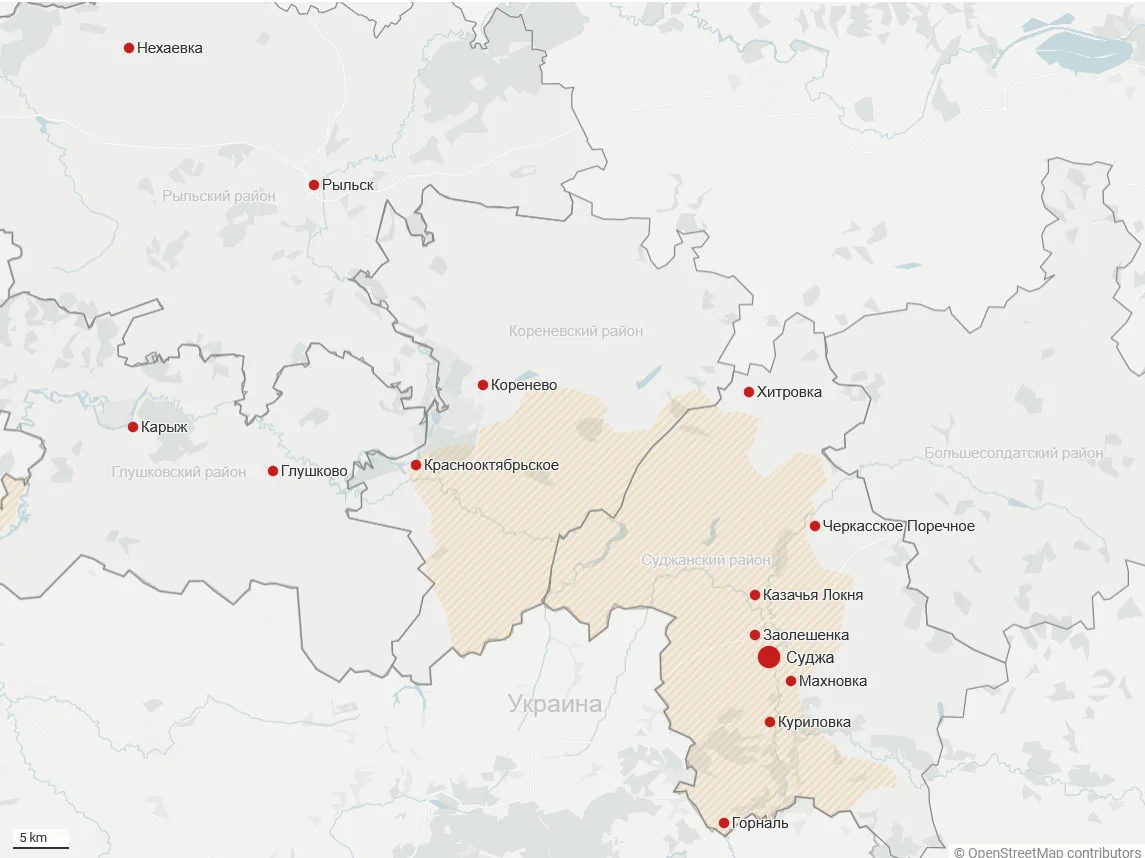 Красные точки на карте — населенные пункты, где журналисты «7х7» нашли погибших. Места гибели шести человек установить не удалось. Инфографика: «7х7»