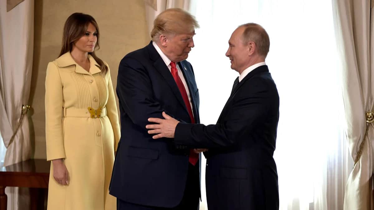 Дональд Трамп и Владимир Путин на встрече в Хельсинки, Финляндия, 16 июля 2018 года. Фото: Kremlin