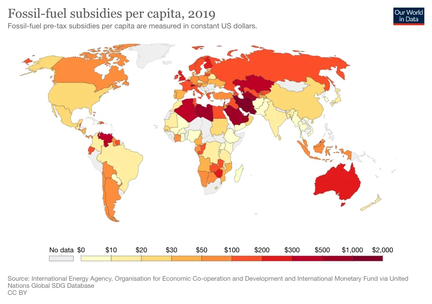 Fossil-fuel subsidies per capita, 2019. Photo by Wikimedia Commons , CC BY-SA 4.0