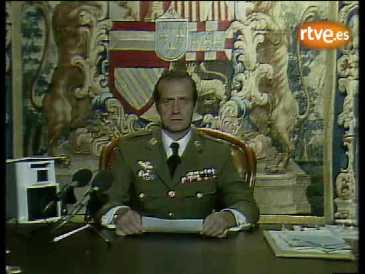 Телеобращение Хуана Карлоса I во время реакционного путча 1981 года. Фото: скрин видео