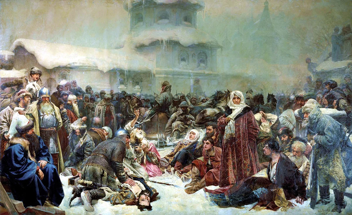 Картина Клавдия Лебедева «Марфа Посадница. Уничтожение новгородского веча», Государственная Третьяковская галерея. Фото: StellarHalo / Wikimedia (PD)