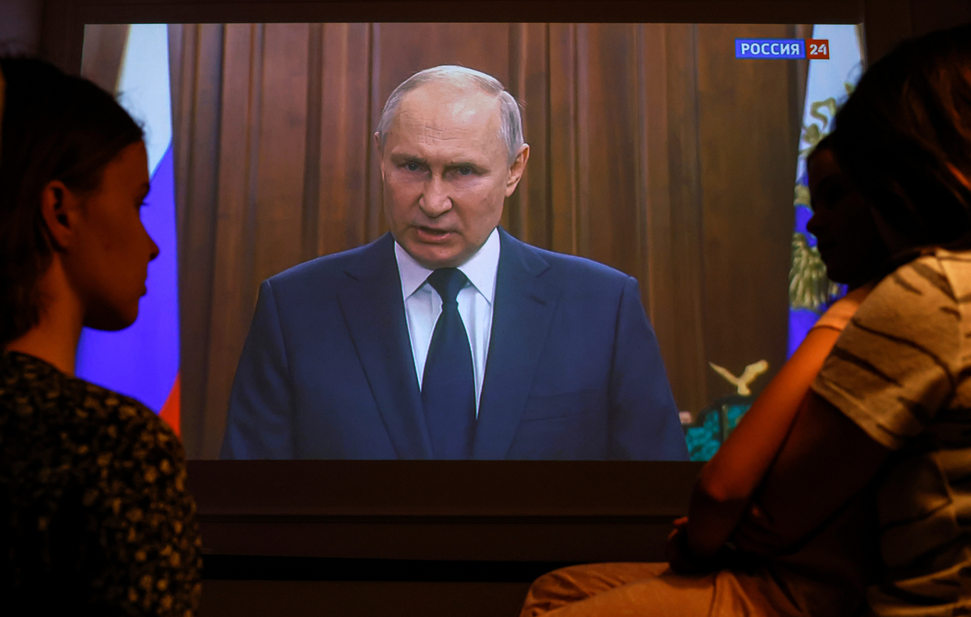 Телеобращение Владимира Путина к нации. 26 июня 2023 года. Фото: Сергей Ильницкий / EPA