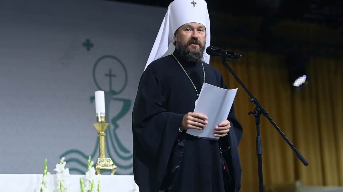 Hilarion Alfeyev addresses the 52nd International Eucharistic Congress in Budapest, Hungary, 6 September 2021. Photo: EPA-EFE / Noemi Bruzak