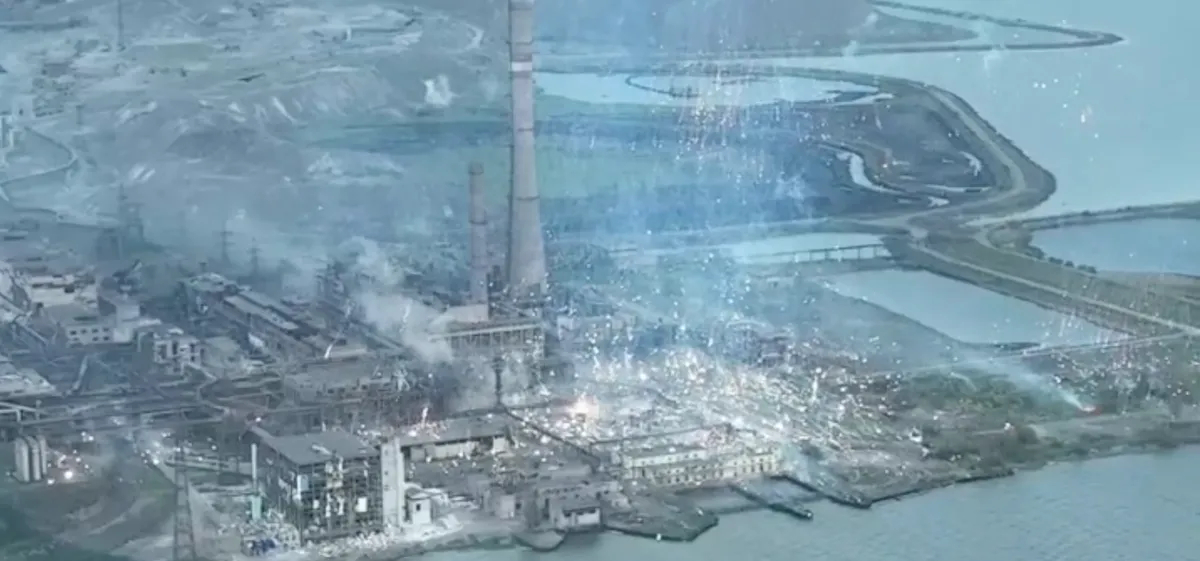 Screenshot from the video of Azovstal bombing