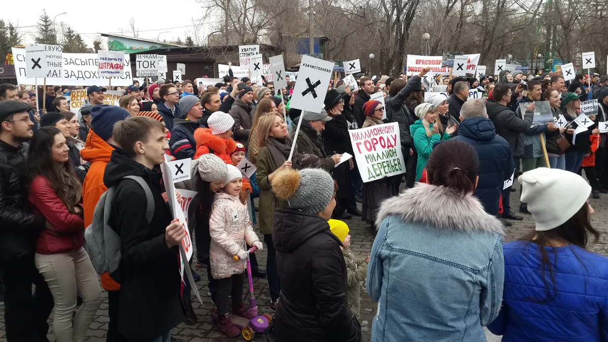 На одном из экологических митингов в Красноярске.