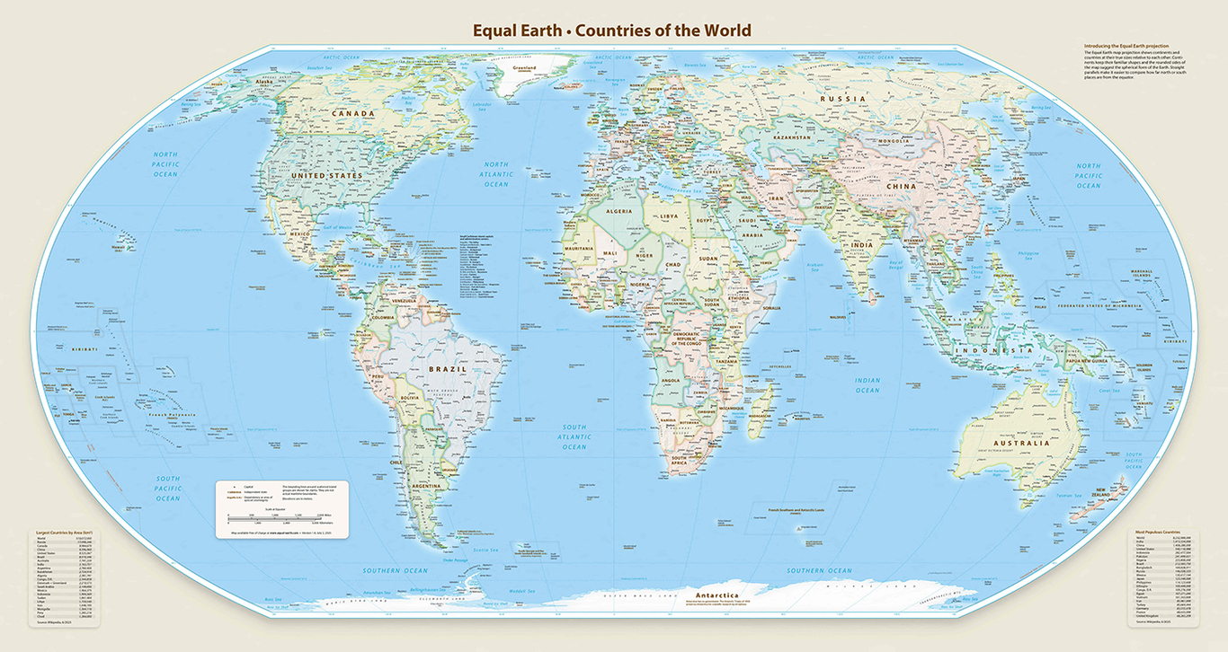 Картографическая проекция Equal Earth, за которую проголосовала Генеральная Ассамблея ООН. Фото: AFP / Scanpix / LETA